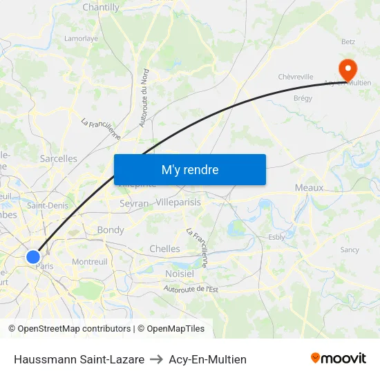 Haussmann Saint-Lazare to Acy-En-Multien map