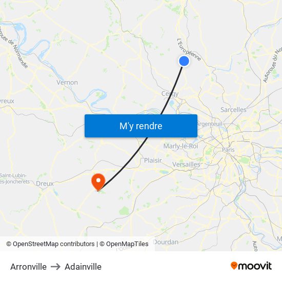 Arronville to Adainville map