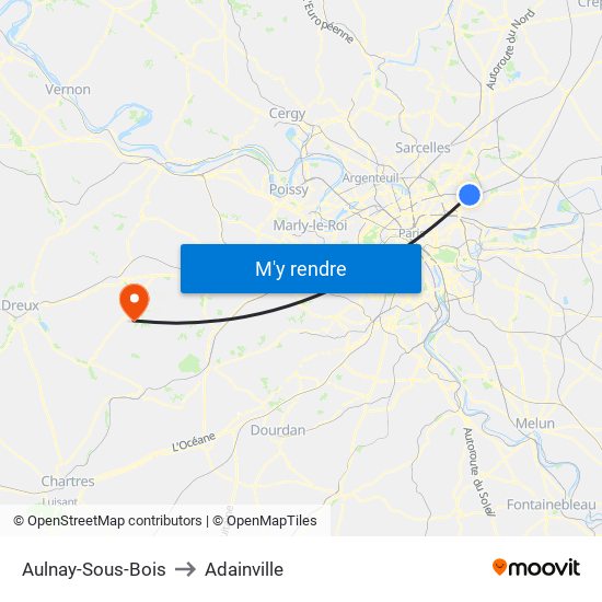 Aulnay-Sous-Bois to Adainville map