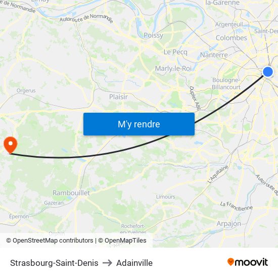 Strasbourg-Saint-Denis to Adainville map