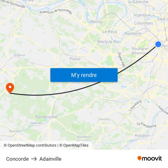 Concorde to Adainville map