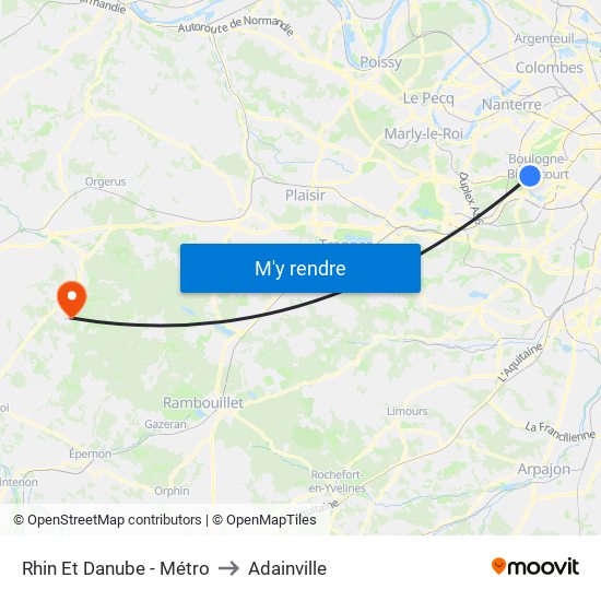 Rhin Et Danube - Métro to Adainville map