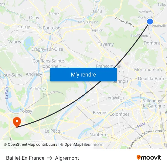 Baillet-En-France to Aigremont map