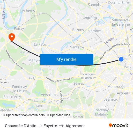 Chaussée D'Antin - la Fayette to Aigremont map