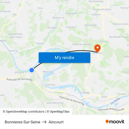 Bonnieres-Sur-Seine to Aincourt map