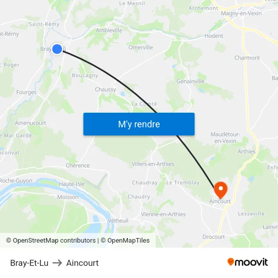 Bray-Et-Lu to Aincourt map