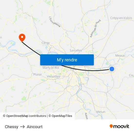 Chessy to Aincourt map