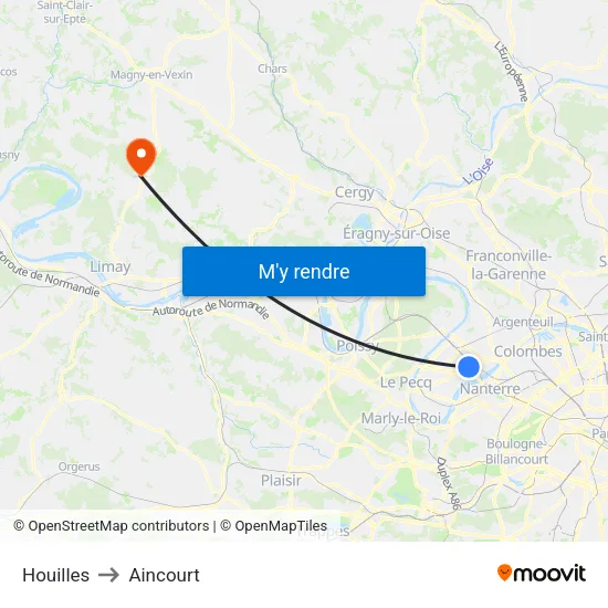 Houilles to Aincourt map