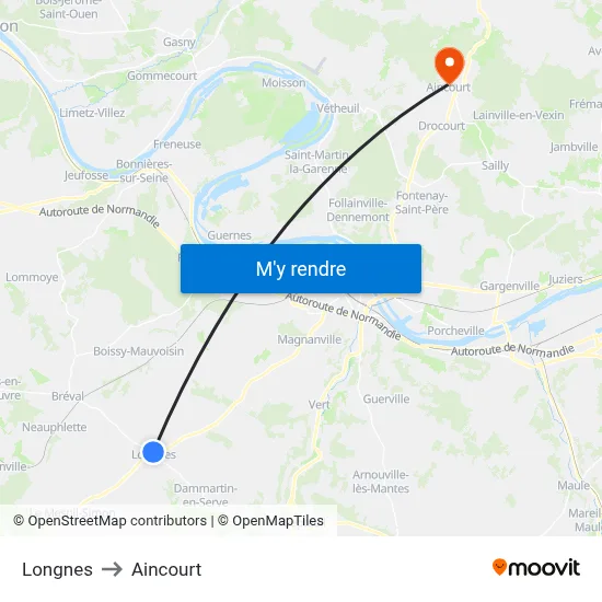 Longnes to Aincourt map