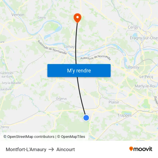 Montfort-L'Amaury to Aincourt map