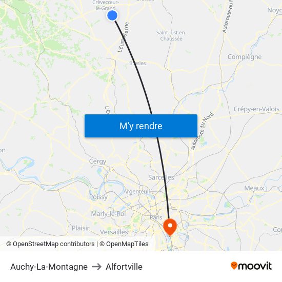 Auchy-La-Montagne to Alfortville map