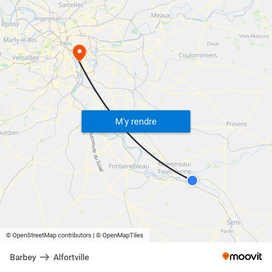 Barbey to Alfortville map