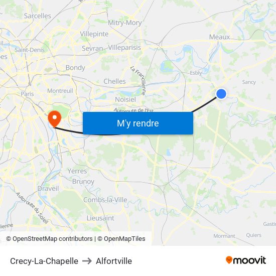 Crecy-La-Chapelle to Alfortville map
