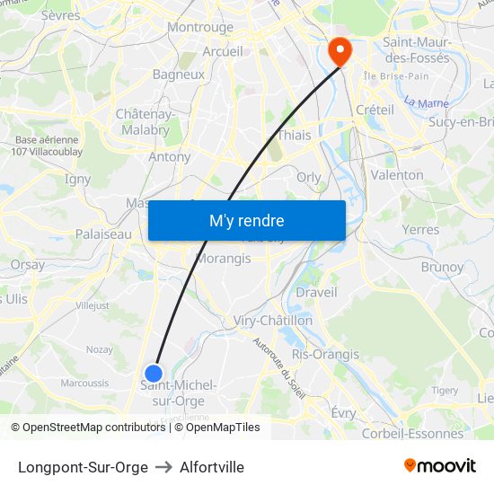 Longpont-Sur-Orge to Alfortville map