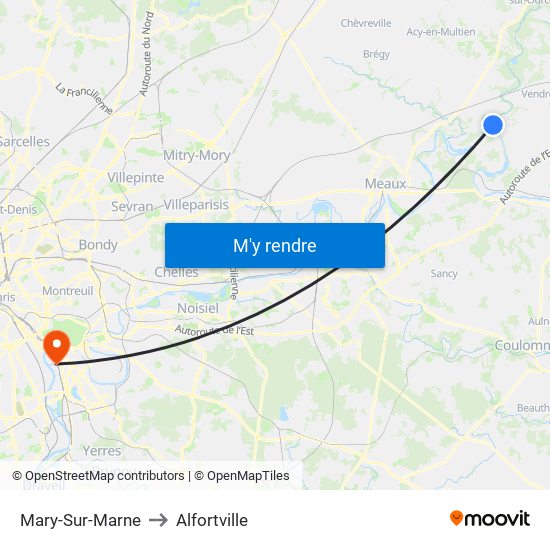 Mary-Sur-Marne to Alfortville map