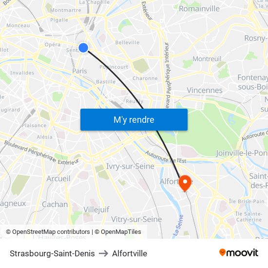 Strasbourg-Saint-Denis to Alfortville map