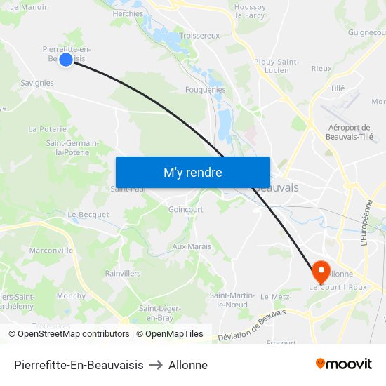 Pierrefitte-En-Beauvaisis to Allonne map