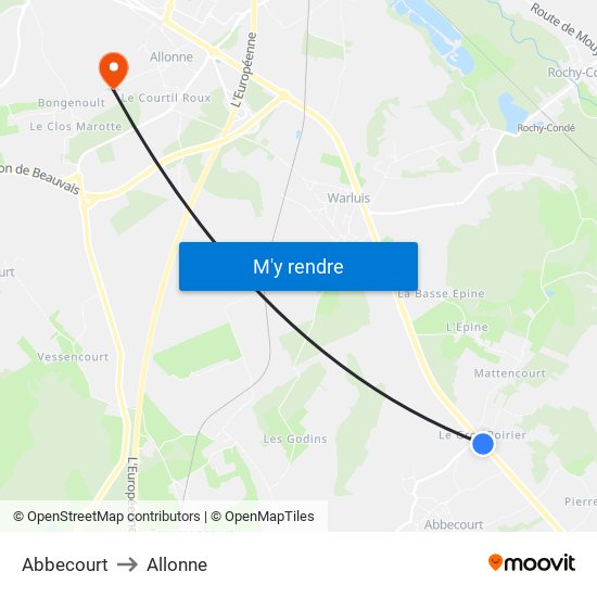 Abbecourt to Allonne map