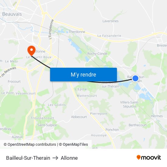 Bailleul-Sur-Therain to Allonne map