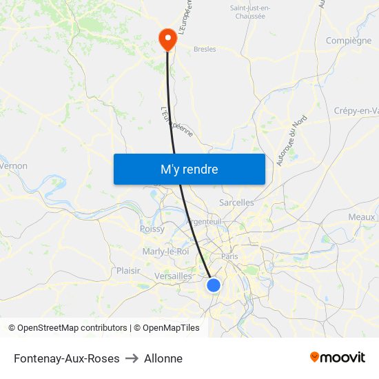 Fontenay-Aux-Roses to Allonne map