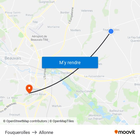 Fouquerolles to Allonne map