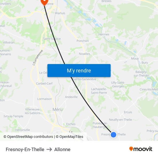 Fresnoy-En-Thelle to Allonne map