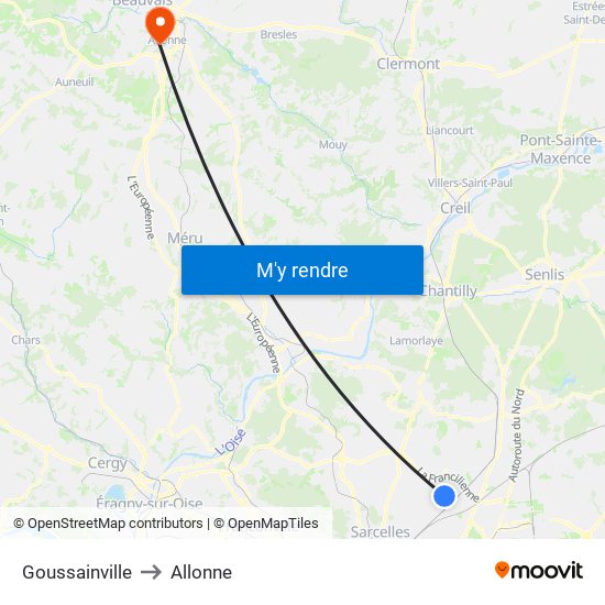 Goussainville to Allonne map