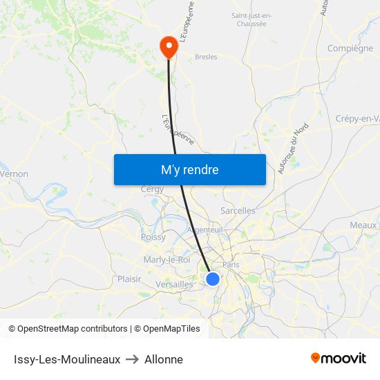 Issy-Les-Moulineaux to Allonne map