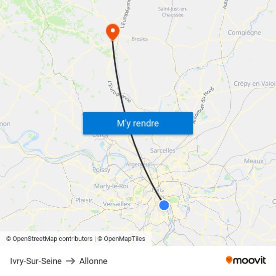 Ivry-Sur-Seine to Allonne map