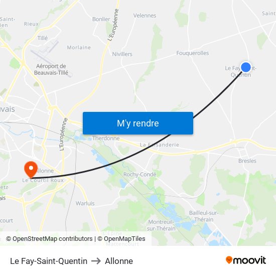 Le Fay-Saint-Quentin to Allonne map