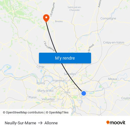 Neuilly-Sur-Marne to Allonne map