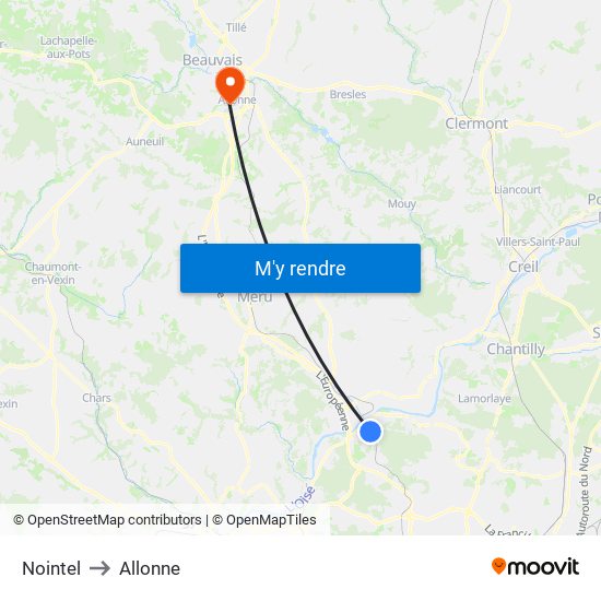 Nointel to Allonne map