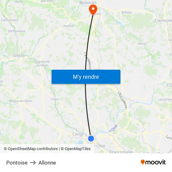 Pontoise to Allonne map