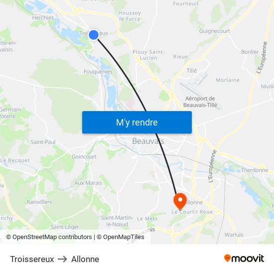 Troissereux to Allonne map