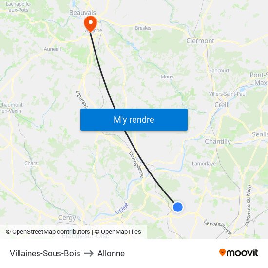 Villaines-Sous-Bois to Allonne map