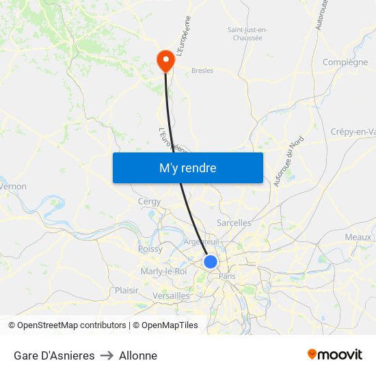 Gare D'Asnieres to Allonne map