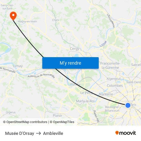 Musée D'Orsay to Ambleville map