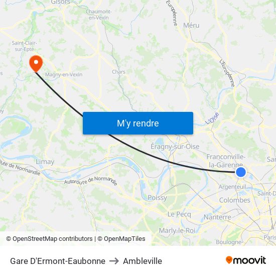 Gare D'Ermont-Eaubonne to Ambleville map