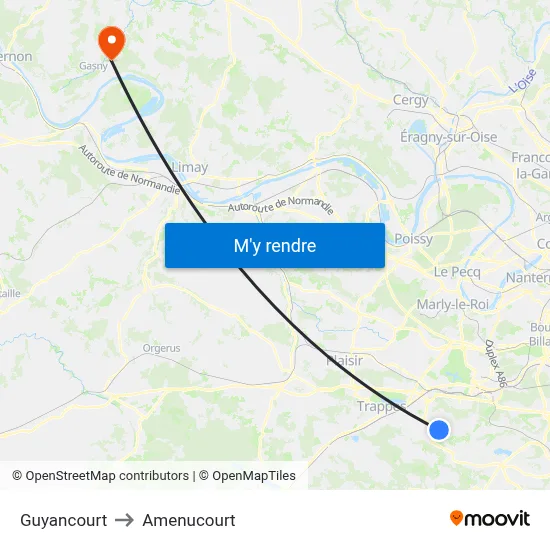 Guyancourt to Amenucourt map