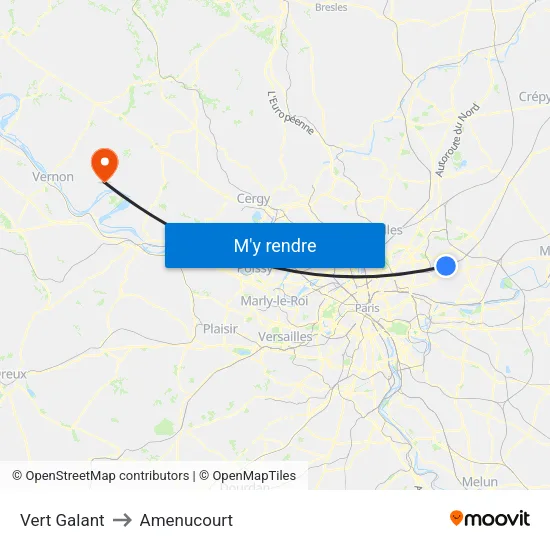 Vert Galant to Amenucourt map