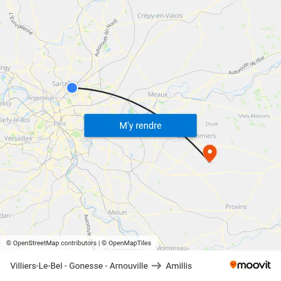 Villiers-Le-Bel - Gonesse - Arnouville to Amillis map