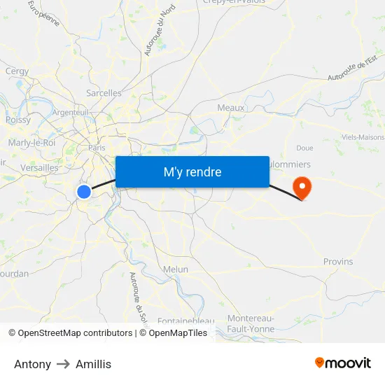 Antony to Amillis map