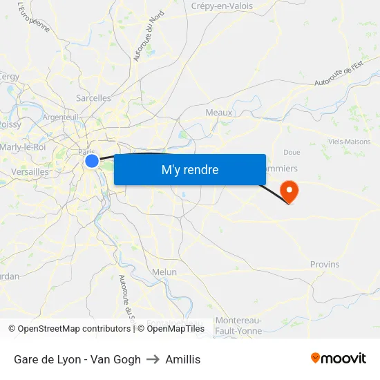 Gare de Lyon - Van Gogh to Amillis map