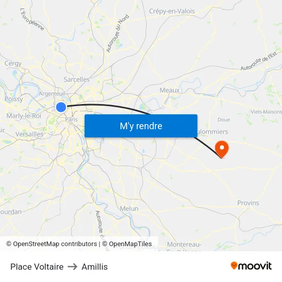 Place Voltaire to Amillis map