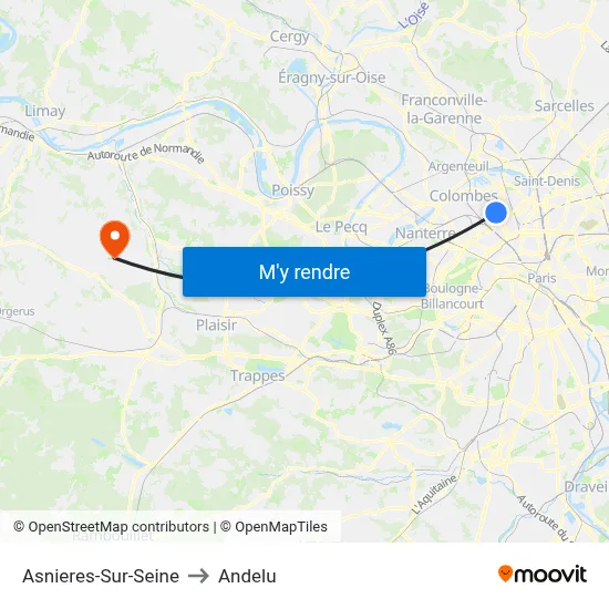 Asnieres-Sur-Seine to Andelu map