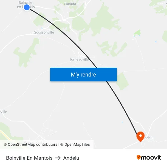 Boinville-En-Mantois to Andelu map