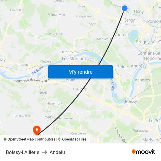 Boissy-L'Aillerie to Andelu map