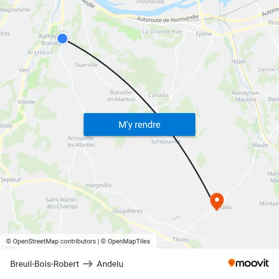 Breuil-Bois-Robert to Andelu map