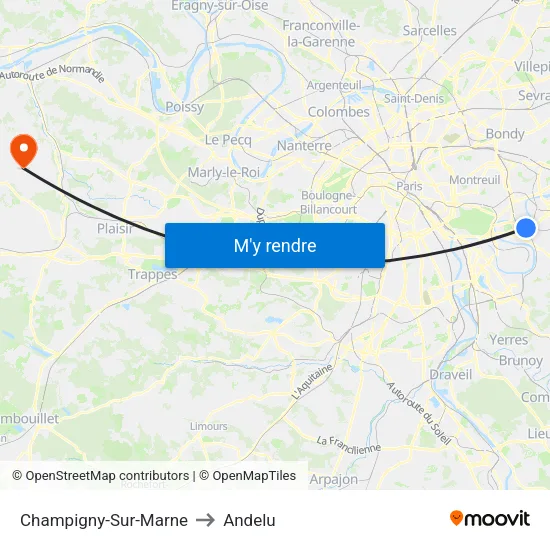 Champigny-Sur-Marne to Andelu map