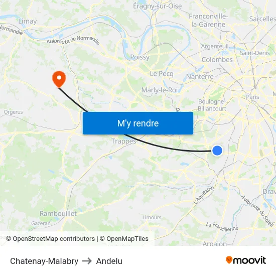 Chatenay-Malabry to Andelu map